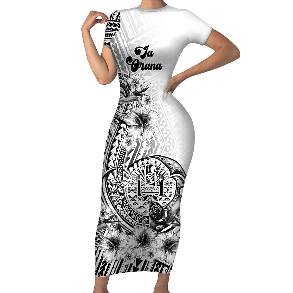 Ia Orana Tahiti Personalised Short Sleeve Bodycon Dress French Polynesia Hook Tattoo Special White Color LT9