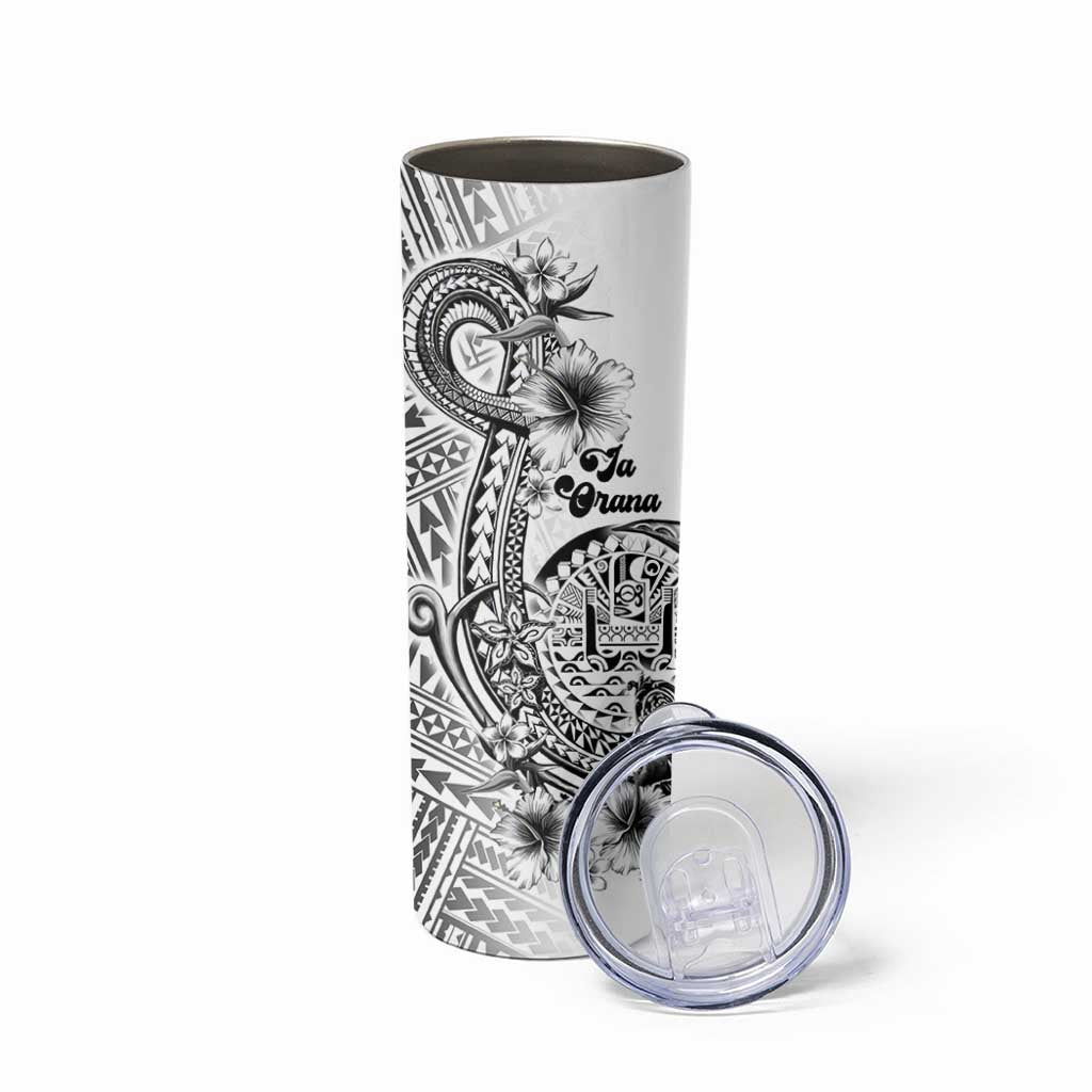 Ia Orana Tahiti Personalised Skinny Tumbler French Polynesia Hook Tattoo Special White Color - Polynesian Pride