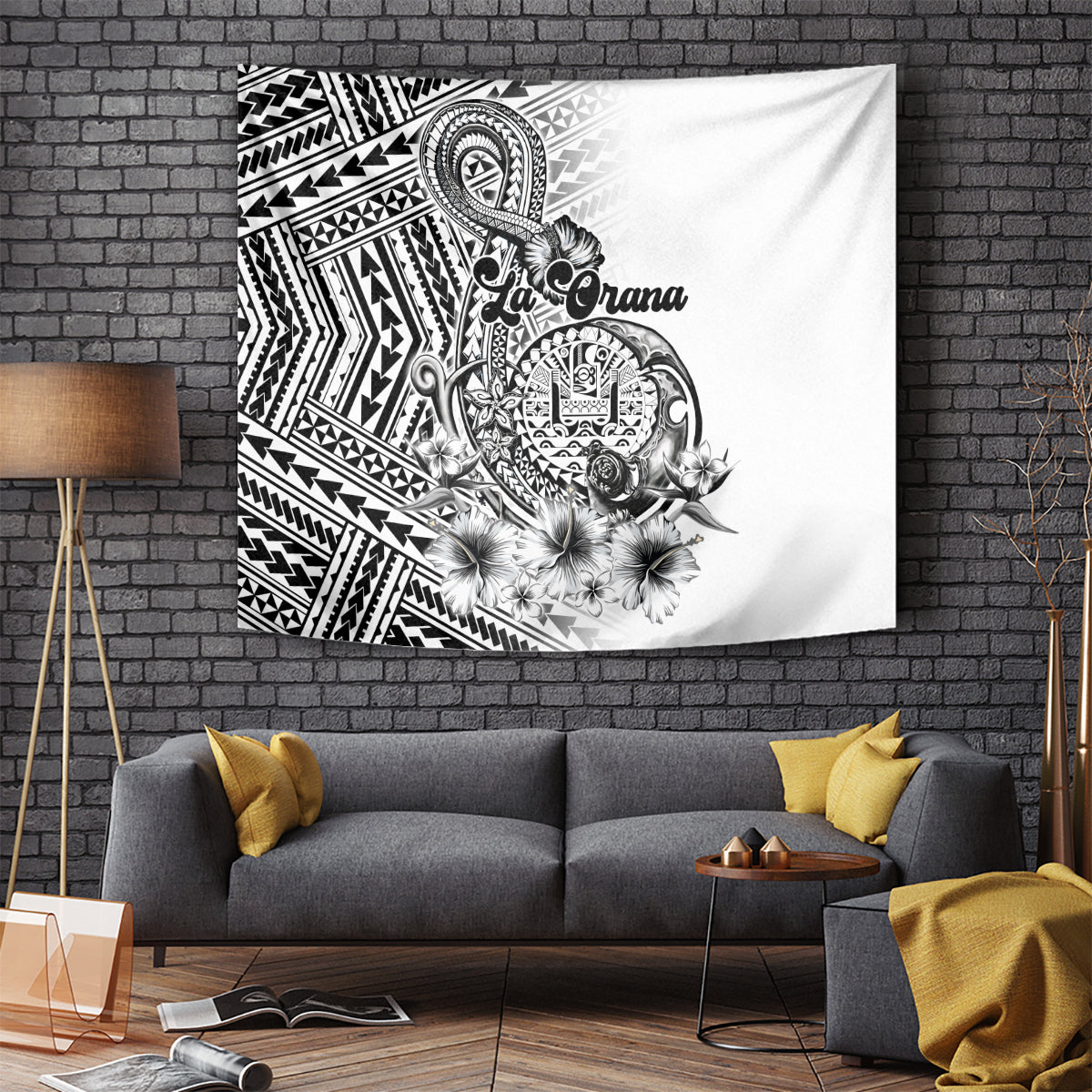 La Orana Tahiti Personalised Tapestry French Polynesia Hook Tattoo Special White Color LT9 White - Polynesian Pride