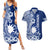 Nauru Independence Personalised Couples Matching Summer Maxi Dress and Hawaiian Shirt Naoero Hook Tattoo Special Polynesian Pattern LT9 Blue - Polynesian Pride