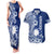 Nauru Independence Personalised Couples Matching Tank Maxi Dress and Hawaiian Shirt Naoero Hook Tattoo Special Polynesian Pattern LT9 Blue - Polynesian Pride