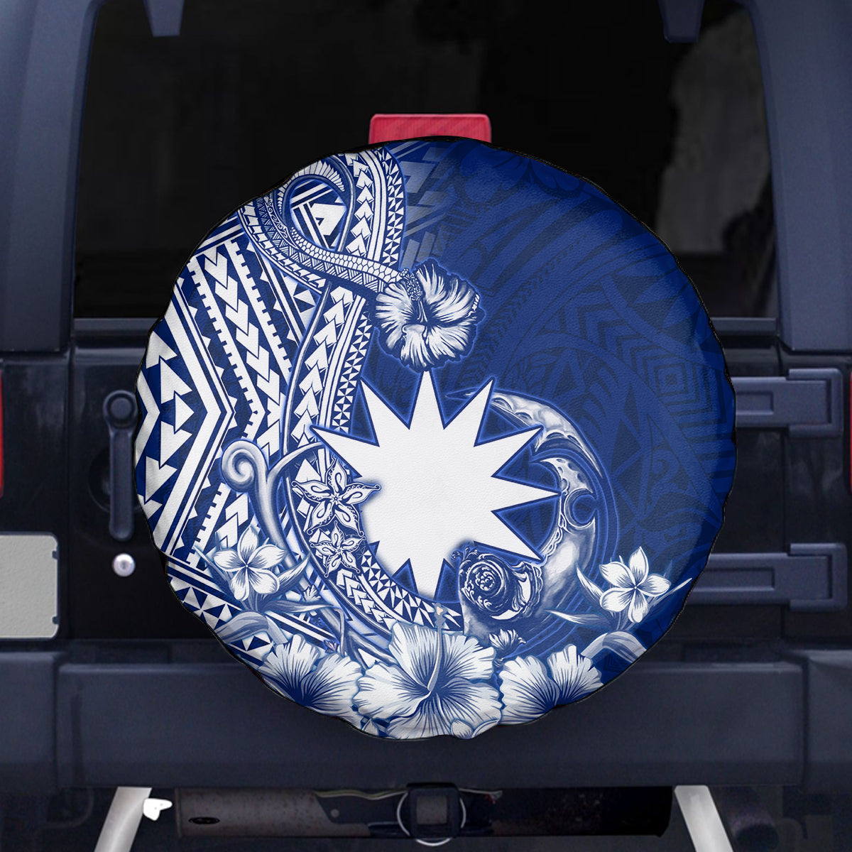 Nauru Independence Personalised Spare Tire Cover Naoero Hook Tattoo Special Polynesian Pattern LT9 Blue - Polynesian Pride