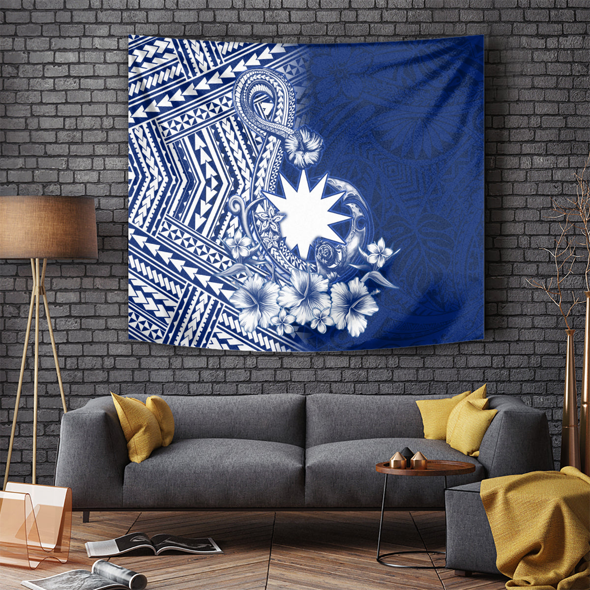 Nauru Independence Personalised Tapestry Naoero Hook Tattoo Special Polynesian Pattern LT9 Blue - Polynesian Pride