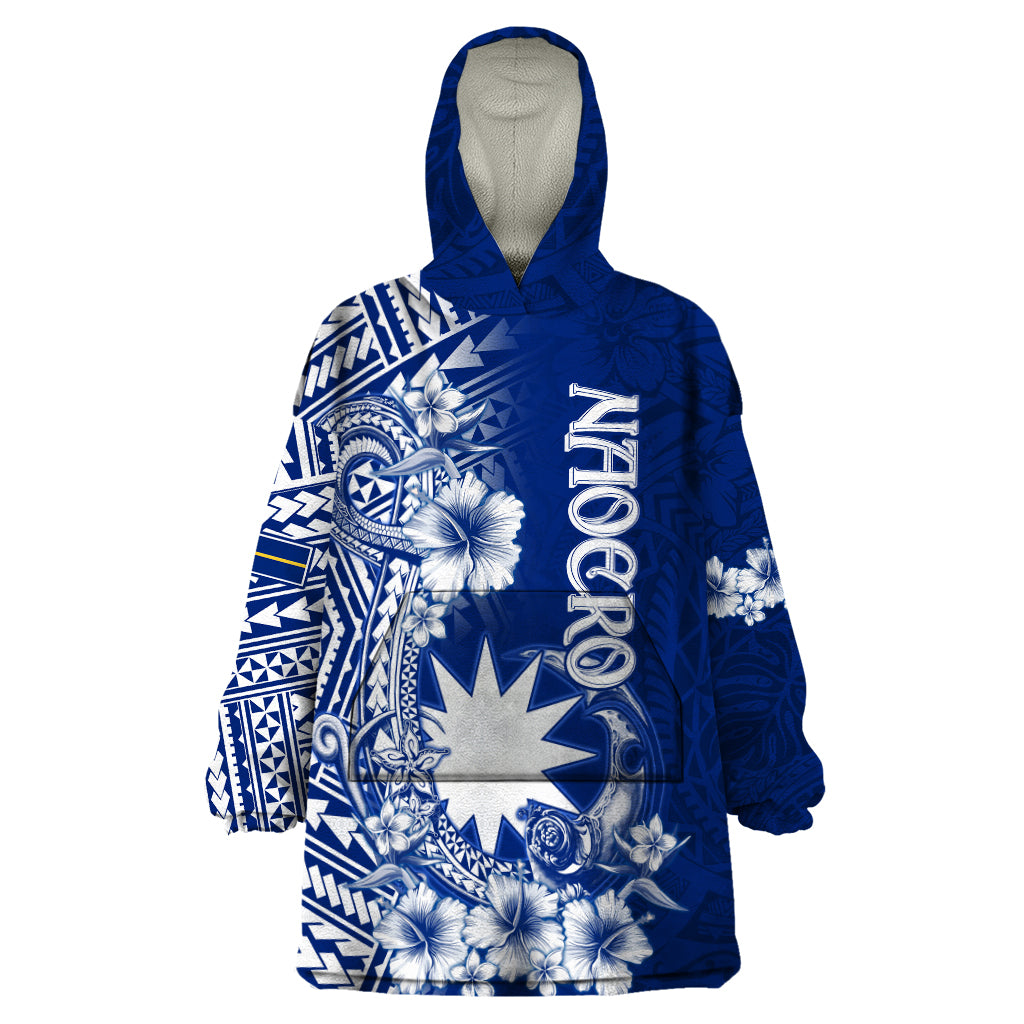 Nauru Independence Personalised Wearable Blanket Hoodie Naoero Hook Tattoo Special Polynesian Pattern LT9 One Size Blue - Polynesian Pride