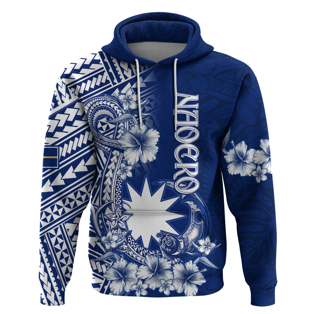 Nauru Independence Personalised Zip Hoodie Naoero Hook Tattoo Special Polynesian Pattern LT9 Pullover Hoodie Blue - Polynesian Pride