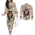 Personalized New Zealand Women's Day Couples Matching Off The Shoulder Long Sleeve Dress and Long Sleeve Button Shirt Maori Girl Feathers of Hope - Beige LT9 Beige - Polynesian Pride