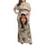 Personalized New Zealand Women's Day Family Matching Off Shoulder Maxi Dress and Hawaiian Shirt Maori Girl Feathers of Hope - Beige LT9 Mom's Dress Beige - Polynesian Pride