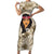 Personalized New Zealand Women's Day Family Matching Short Sleeve Bodycon Dress and Hawaiian Shirt Maori Girl Feathers of Hope - Beige LT9 Mom's Dress Beige - Polynesian Pride