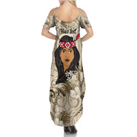 Personalized New Zealand Women's Day Family Matching Summer Maxi Dress and Hawaiian Shirt Maori Girl Feathers of Hope - Beige LT9 - Polynesian Pride
