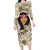 Personalized New Zealand Women's Day Long Sleeve Bodycon Dress Maori Girl Feathers of Hope - Beige LT9 Long Dress Beige - Polynesian Pride