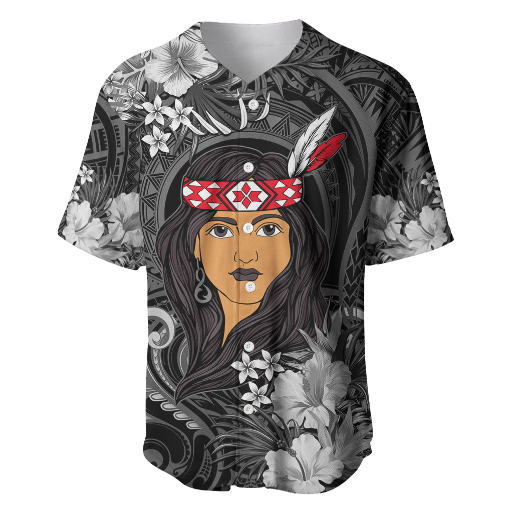 New Zealand Custom Women's Day Baseball Jersey Maori Girl Feathers of Hope - Black LT9 Black - Polynesian Pride