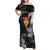 New Zealand Custom Women's Day Family Matching Off Shoulder Maxi Dress and Hawaiian Shirt Maori Girl Feathers of Hope - Black LT9 Mom's Dress Black - Polynesian Pride