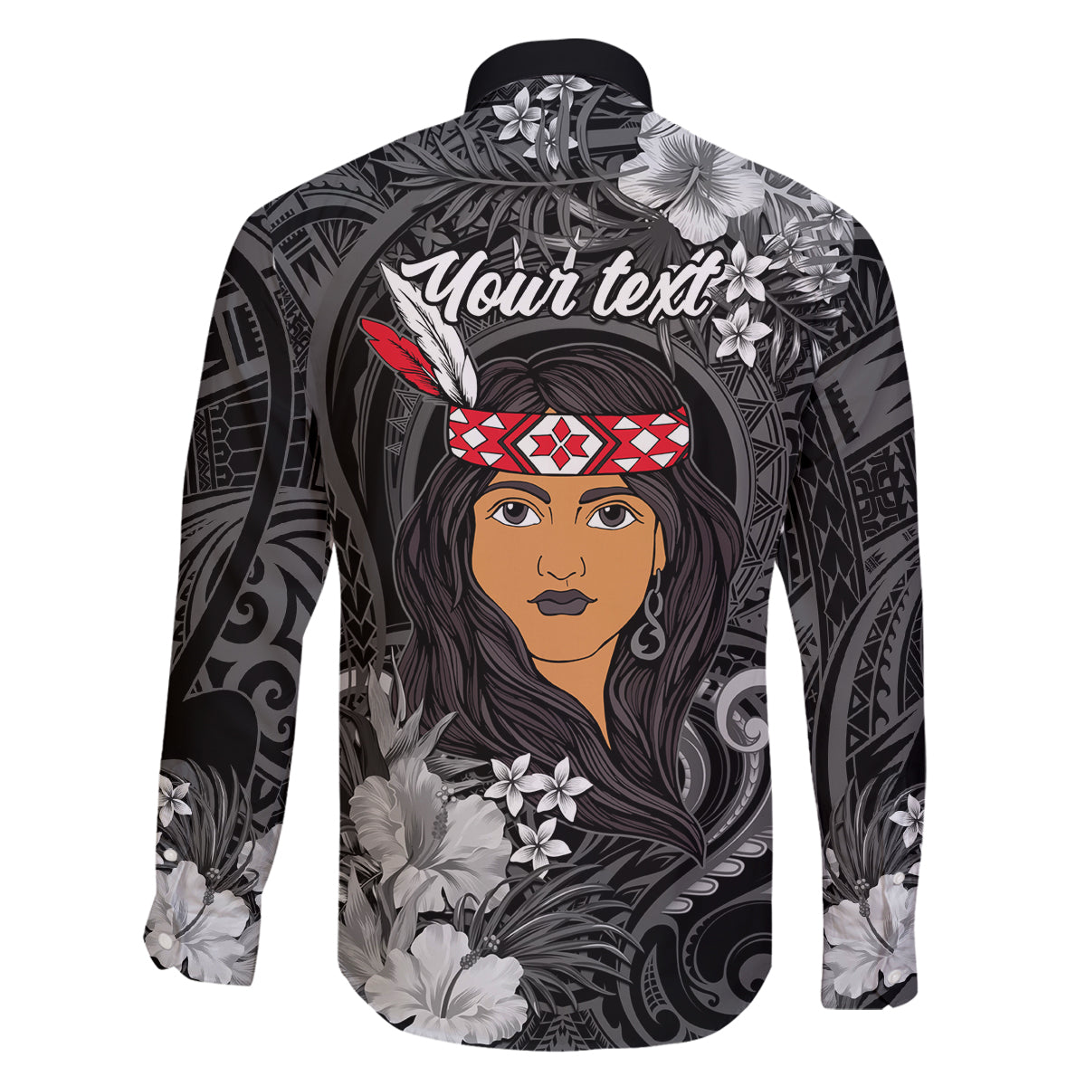 New Zealand Custom Women's Day Family Matching Tank Maxi Dress and Hawaiian Shirt Maori Girl Feathers of Hope - Black LT9 - Polynesian Pride