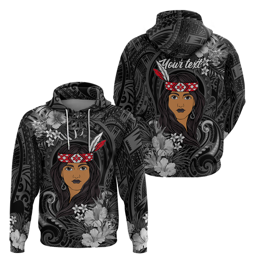 New Zealand Custom Women's Day Hoodie Maori Girl Feathers of Hope - Black LT9 - Polynesian Pride