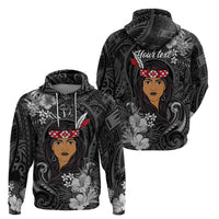 New Zealand Custom Women's Day Hoodie Maori Girl Feathers of Hope - Black LT9 - Polynesian Pride