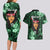 New Zealand Custom Women's Day Couples Matching Long Sleeve Bodycon Dress and Hawaiian Shirt Maori Girl Feathers of Hope - Green LT9 - Polynesian Pride