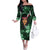 New Zealand Custom Women's Day Family Matching Off Shoulder Long Sleeve Dress and Hawaiian Shirt Maori Girl Feathers of Hope - Green LT9 Mom's Dress Green - Polynesian Pride