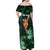 New Zealand Custom Women's Day Family Matching Off Shoulder Maxi Dress and Hawaiian Shirt Maori Girl Feathers of Hope - Green LT9 - Polynesian Pride