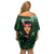 New Zealand Custom Women's Day Family Matching Off Shoulder Short Dress and Hawaiian Shirt Maori Girl Feathers of Hope - Green LT9 - Polynesian Pride