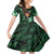 New Zealand Custom Women's Day Family Matching Puletasi and Hawaiian Shirt Maori Girl Feathers of Hope - Green LT9 Daughter's Dress Green - Polynesian Pride