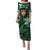 New Zealand Custom Women's Day Family Matching Puletasi and Hawaiian Shirt Maori Girl Feathers of Hope - Green LT9 Mom's Dress Green - Polynesian Pride