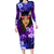 New Zealand Custom Women's Day Family Matching Long Sleeve Bodycon Dress and Hawaiian Shirt Maori Girl Feathers of Hope - Purple LT9 Mom's Dress Purple - Polynesian Pride