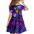 New Zealand Custom Women's Day Family Matching Off Shoulder Long Sleeve Dress and Hawaiian Shirt Maori Girl Feathers of Hope - Purple LT9 - Polynesian Pride