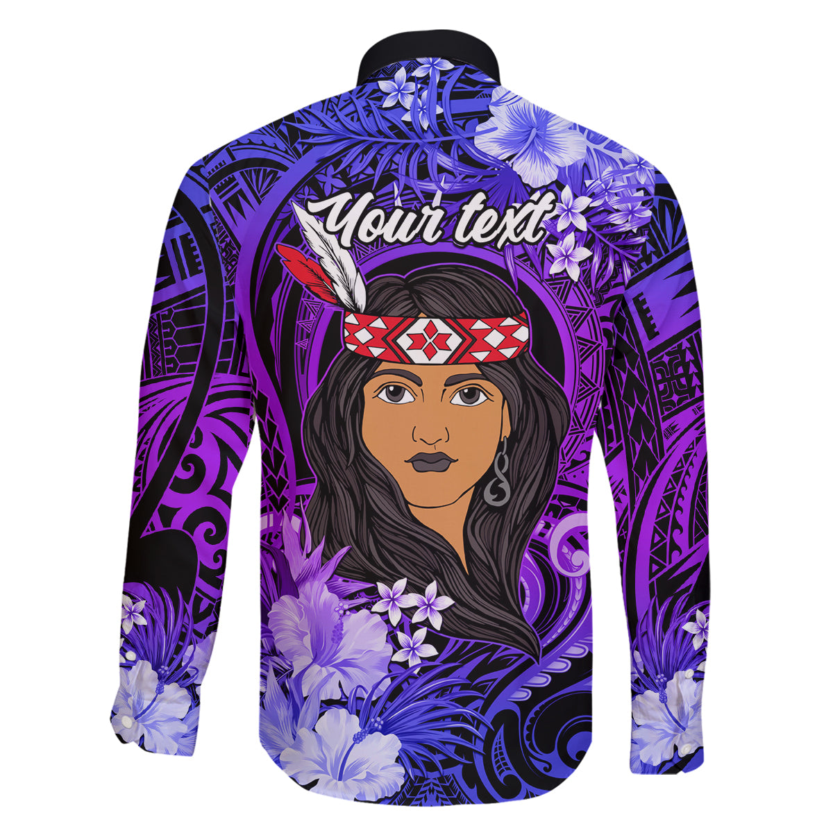 New Zealand Custom Women's Day Family Matching Off Shoulder Maxi Dress and Hawaiian Shirt Maori Girl Feathers of Hope - Purple LT9 - Polynesian Pride