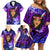 New Zealand Custom Women's Day Family Matching Off Shoulder Short Dress and Hawaiian Shirt Maori Girl Feathers of Hope - Purple LT9 - Polynesian Pride