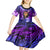 New Zealand Custom Women's Day Kid Short Sleeve Dress Maori Girl Feathers of Hope - Purple LT9 - Polynesian Pride