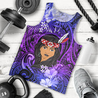 New Zealand Custom Women's Day Men Tank Top Maori Girl Feathers of Hope - Purple LT9 - Polynesian Pride