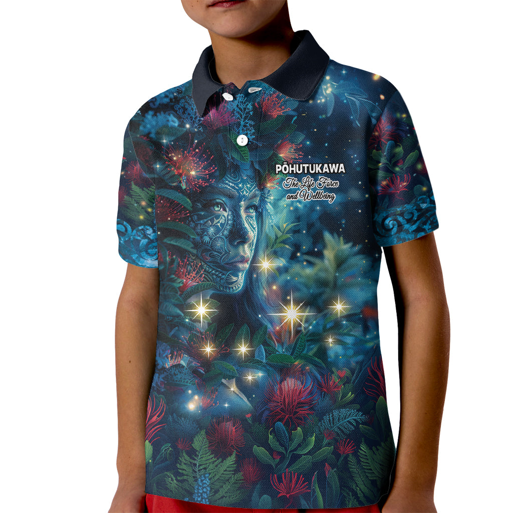 New Zealand Matariki Pohutukawa Kid Polo Shirt Te Mauri te Ora