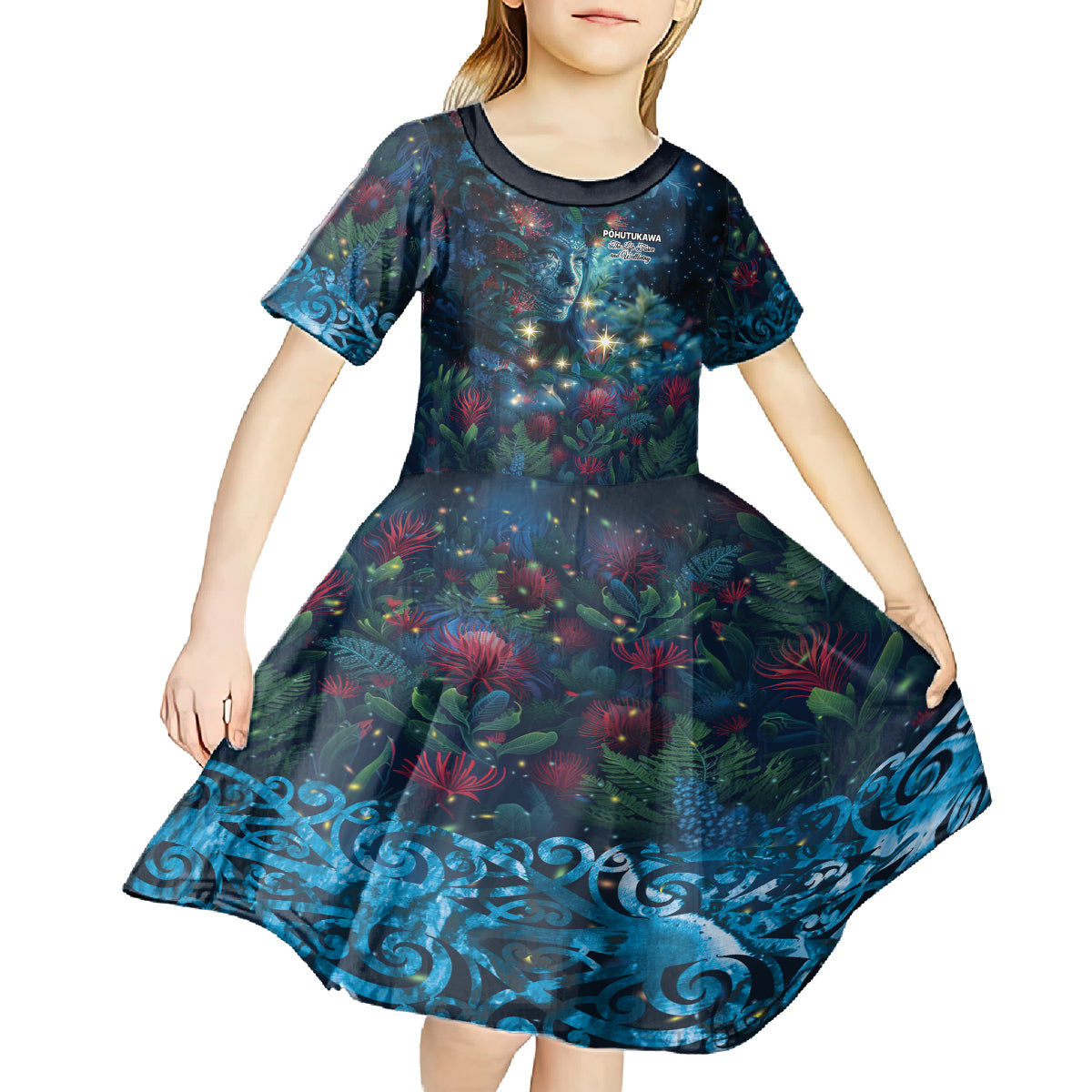 New Zealand Matariki Pohutukawa Kid Short Sleeve Dress Te Mauri te Ora