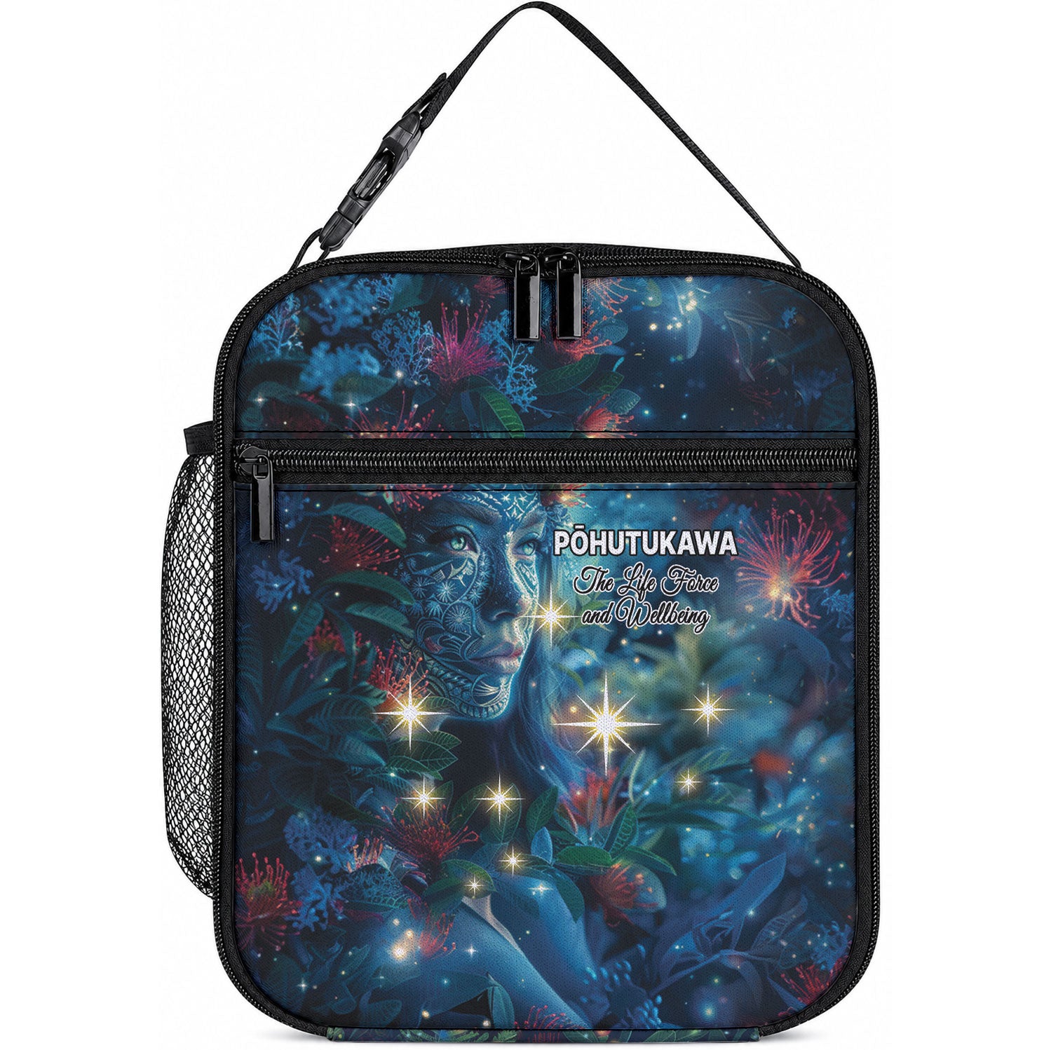 New Zealand Matariki Pohutukawa Lunch Bag Te Mauri te Ora LT9 10.2 × 8.3 × 4.3 inch Art - Polynesian Pride