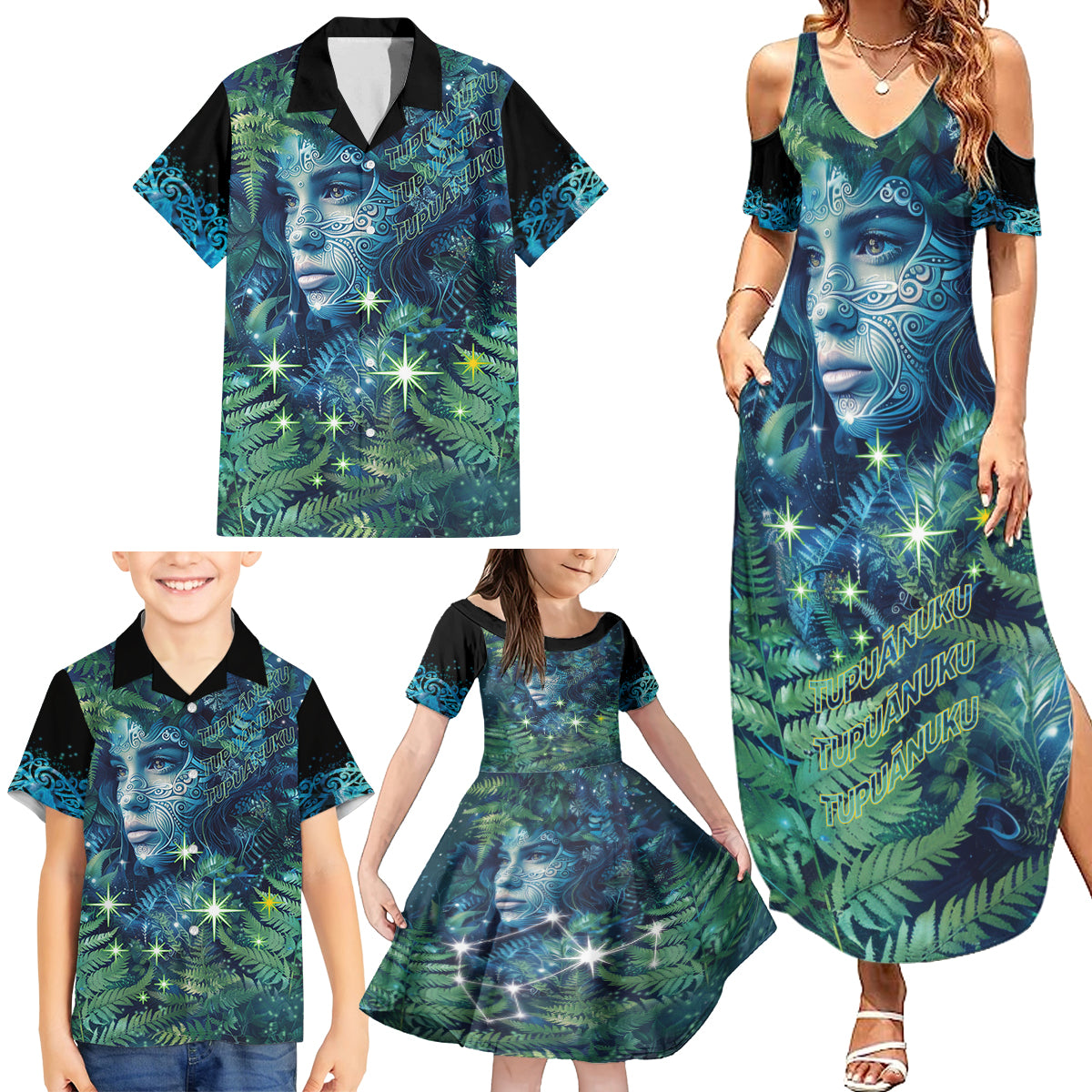 New Zealand Matariki Tupuanuku Family Matching Summer Maxi Dress and Hawaiian Shirt Te Wā o te Hauhake