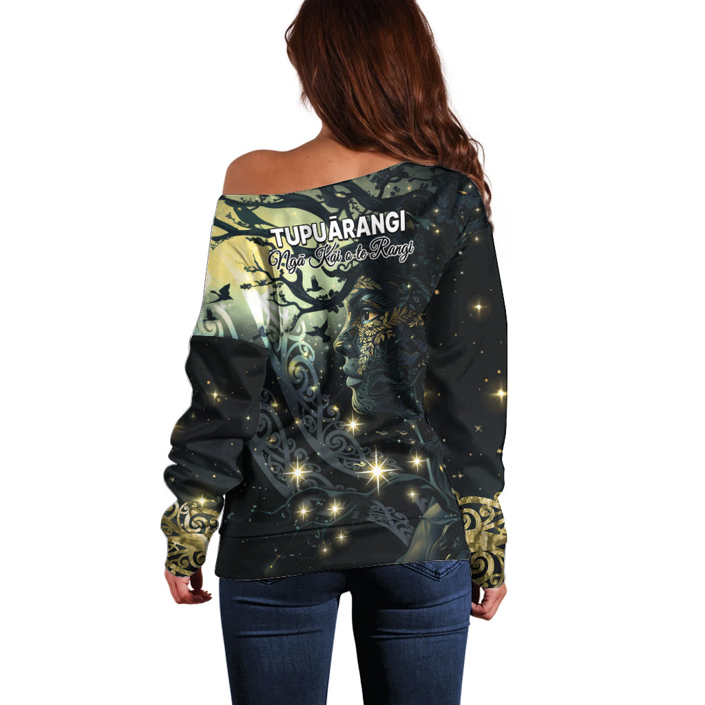 New Zealand Matariki Tupuarangi Off Shoulder Sweater Ngā Kai o te Rangi