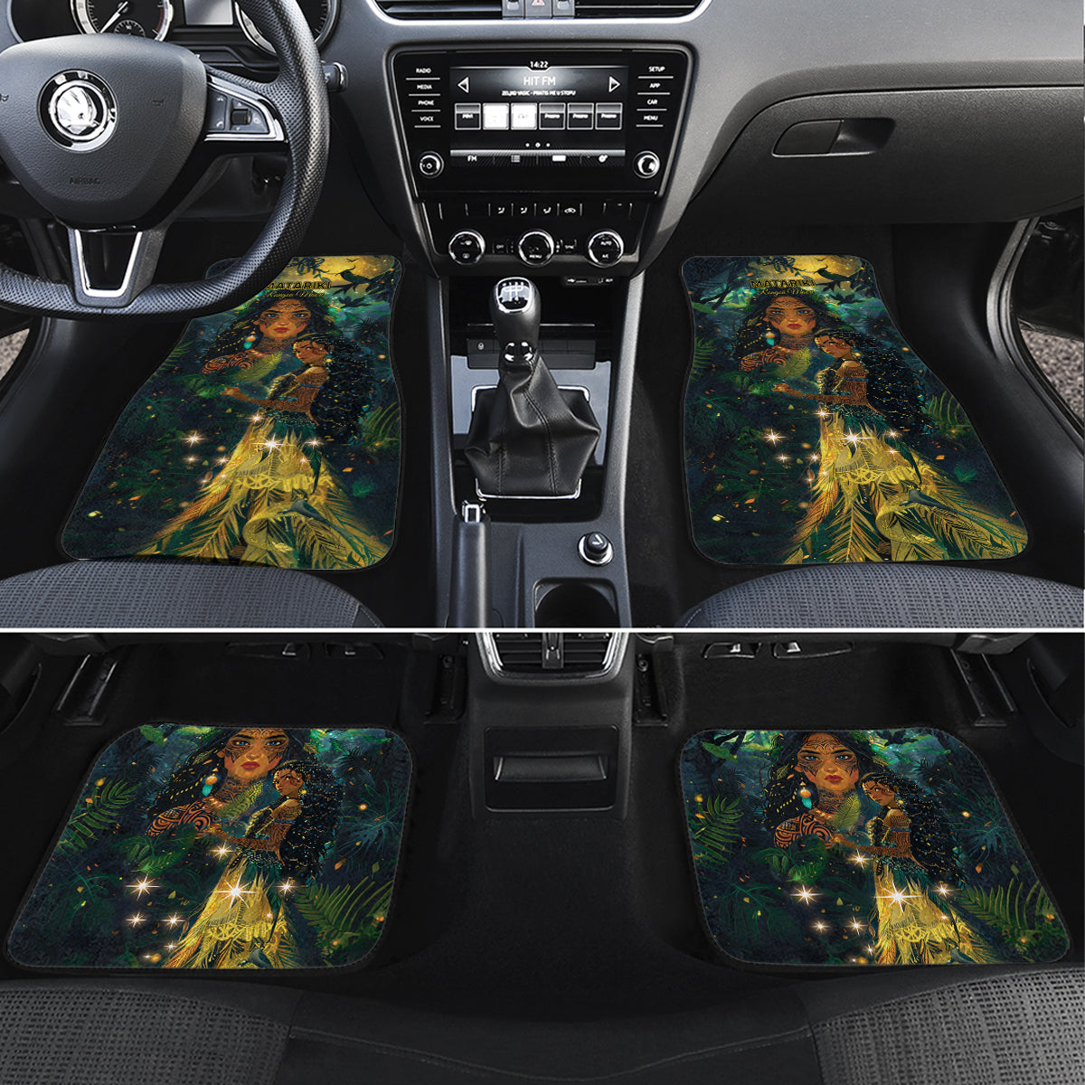 New Zealand Matariki Car Mats Rongo Mori Wellbeing and Good Luck LT9 Set 4pcs Art - Polynesian Pride