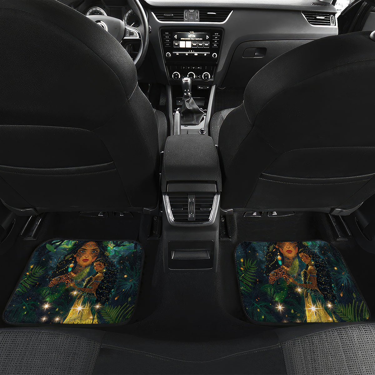 New Zealand Matariki Car Mats Rongo Mori Wellbeing and Good Luck LT9 Set 2pcs - Back Art - Polynesian Pride