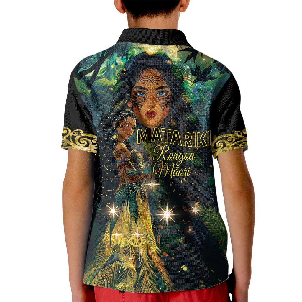 New Zealand Matariki Kid Polo Shirt Rongoā Māori Wellbeing and Good Luck