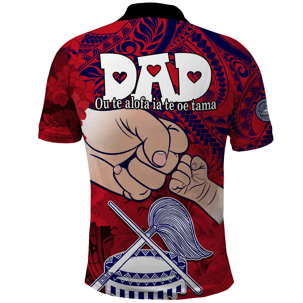 Dads Day American Samoa Polo Shirt Dad Ou Te Alofa Ia Te Oe Tama Polynesian Flowers Tribal LT9 - Polynesian Pride