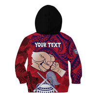 Personalised Dads Day American Samoa Kid Hoodie Dad Ou Te Alofa Ia Te Oe Tama - Polynesian Flowers Tribal LT9 - Polynesian Pride