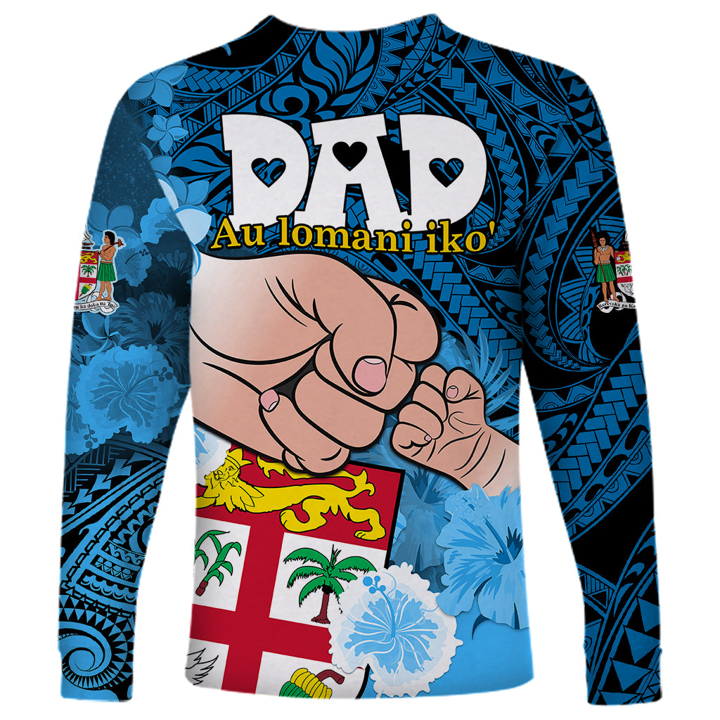 Dads Day Fiji Long Sleeve Shirt Dad Au Lomani Iko - Polynesian Flowers Tribal LT9 - Polynesian Pride