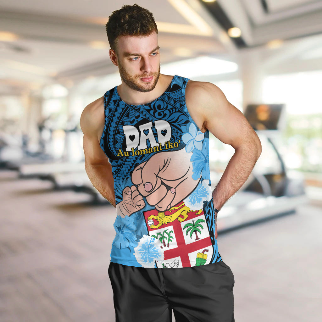 Personalised Fathers Day Polynesian Islands Fiji Men Tank Top Dad Au Lomani Iko - Polynesian Flowers Tribal LT9 - Polynesian Pride