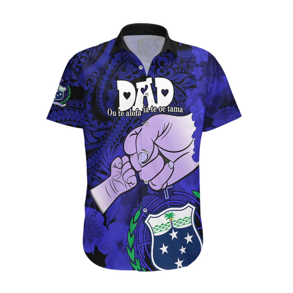 Dads Day Samoa Hawaiian Shirt Dad Ou Te Alofa Ia Te Oe Tama - Blue Polynesian Flowers Tribal LT9 Blue - Polynesian Pride