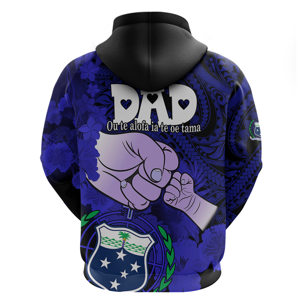 Fathers Day Polynesian Islands Samoa Hoodie Dad Ou Te Alofa Ia Te Oe Tama Blue Polynesian Flowers Tribal LT9 - Polynesian Pride