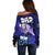 Dads Day Samoa Off Shoulder Sweater Dad Ou Te Alofa Ia Te Oe Tama - Blue Polynesian Flowers Tribal LT9 - Polynesian Pride