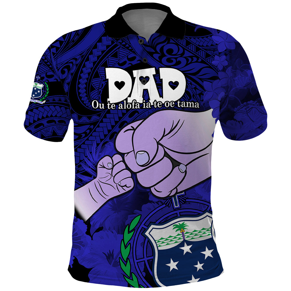 Fathers Day Polynesian Islands Samoa Polo Shirt Dad Ou Te Alofa Ia Te Oe Tama Blue Polynesian Flowers Tribal LT9 Blue - Polynesian Pride