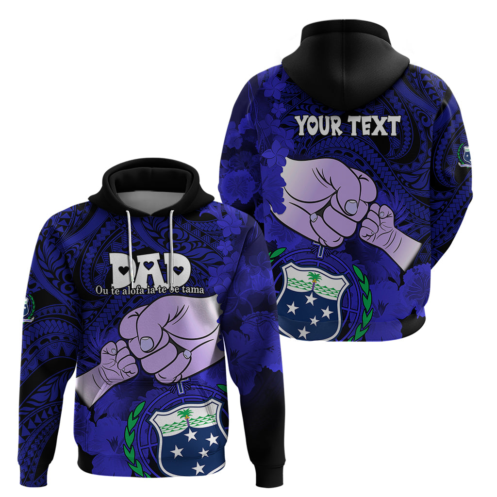 Custom Fathers Day Polynesian Islands Samoa Hoodie Dad Ou Te Alofa Ia Te Oe Tama Blue Polynesian Flowers Tribal LT9 - Polynesian Pride