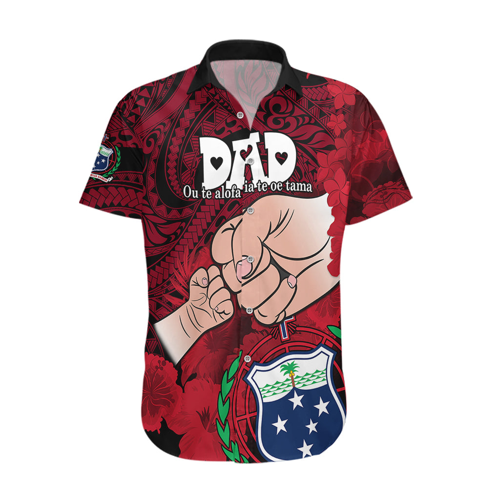 Dads Day Samoa Hawaiian Shirt Dad Ou Te Alofa Ia Te Oe Tama - Red Polynesian Flowers Tribal LT9 Red - Polynesian Pride