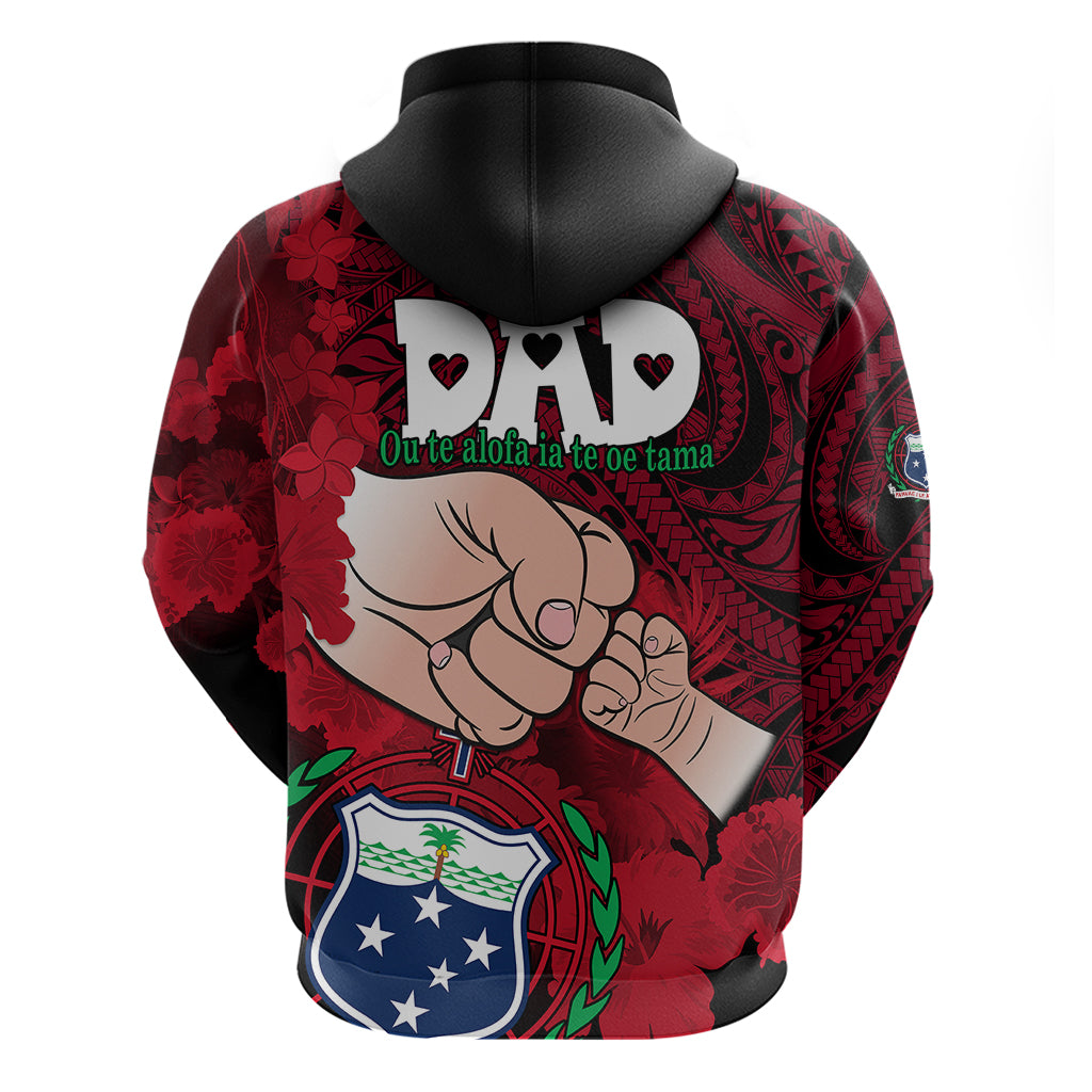 Fathers Day Polynesian Islands Samoa Hoodie Dad Ou Te Alofa Ia Te Oe Tama Red Polynesian Flowers Tribal LT9 - Polynesian Pride